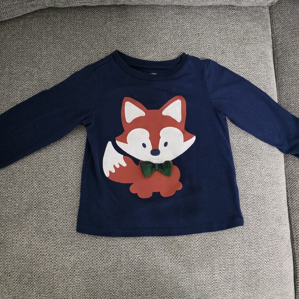 First Impressions Blue and White Long Sleeve Tee with Fox Design